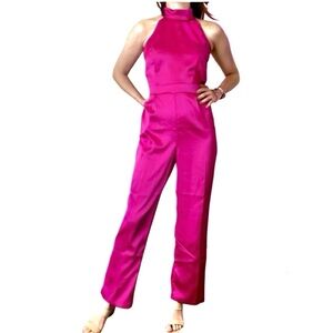 NWT - Rachel Zoe Fuchsia Halter Top Jumpsuit Size 8